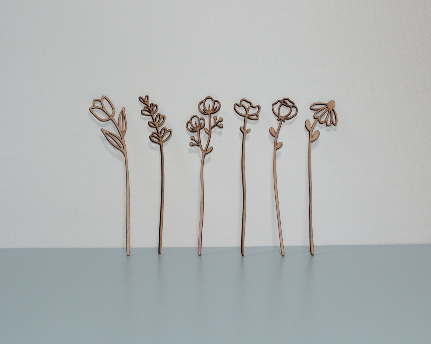 Houten bloemen - set van 6