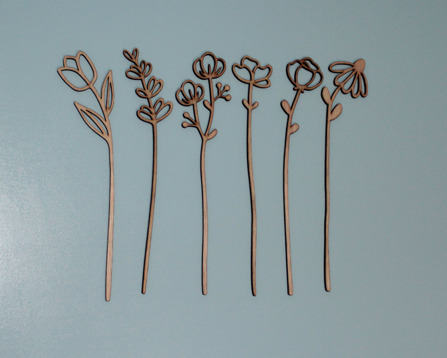 Houten bloemen - set van 6